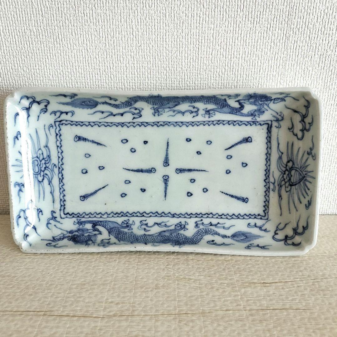 kico☆　３枚組　古伊万里　染付　線描　雲龍文　長皿