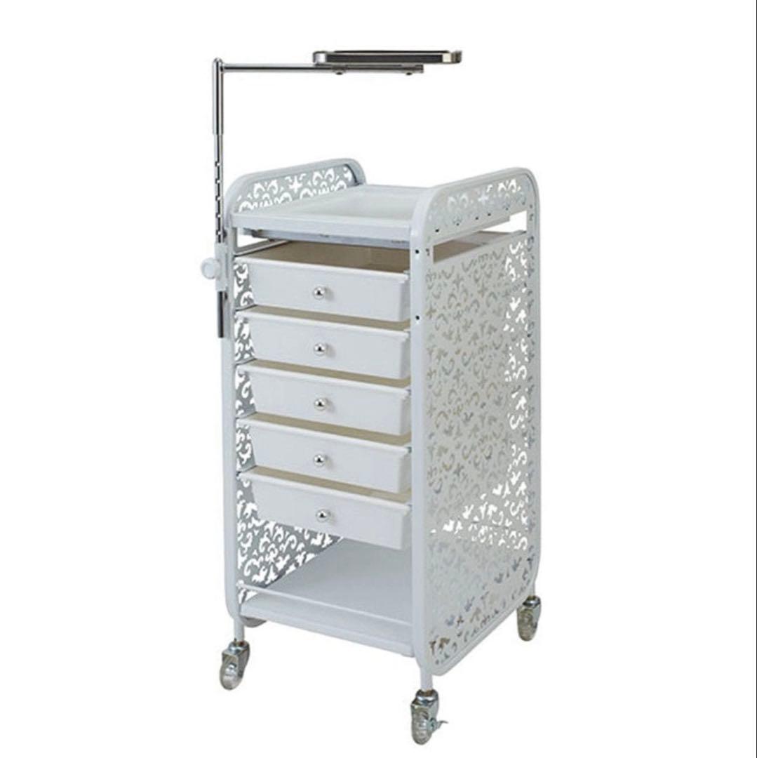 ホワイトオフィスワゴン 5段引き出し付き