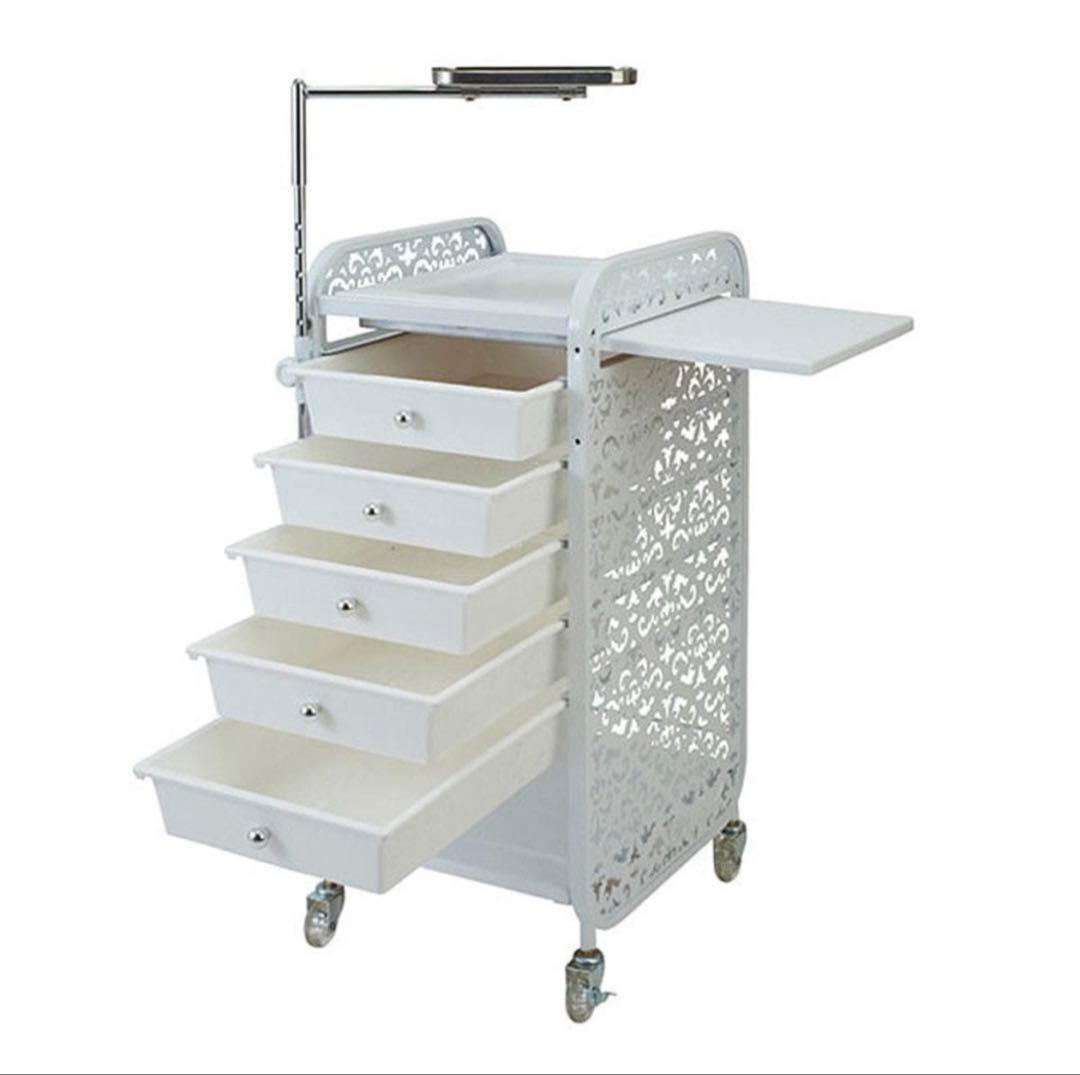 ホワイトオフィスワゴン 5段引き出し付き