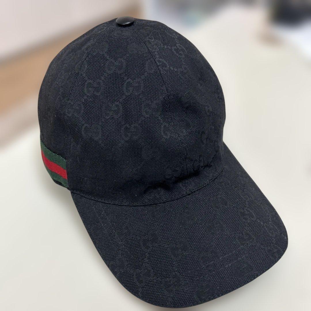 Gucci ブラック GGパターン キャップ サイズL