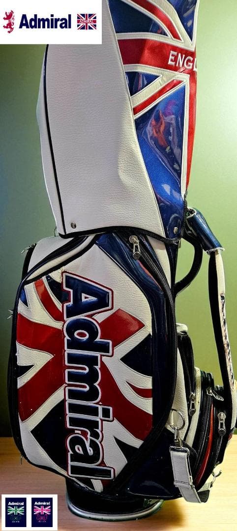 送料無料/美品　Admiral エナメル大型ゴルフバッグ /ヘッドカバー付き