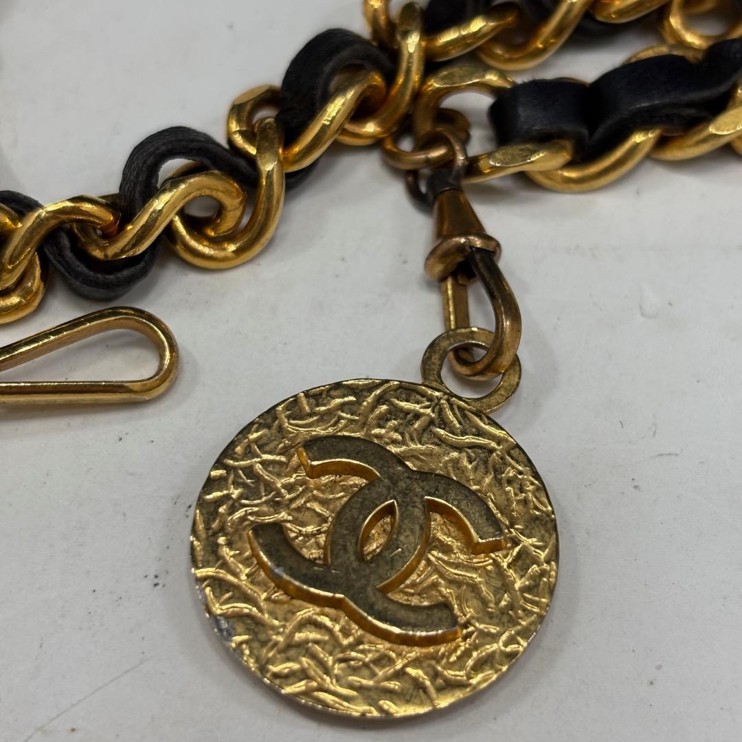 状態良【シャネル本物】チェーンベルト/ビンテージ/ココマーク/ゴールド×ブラック