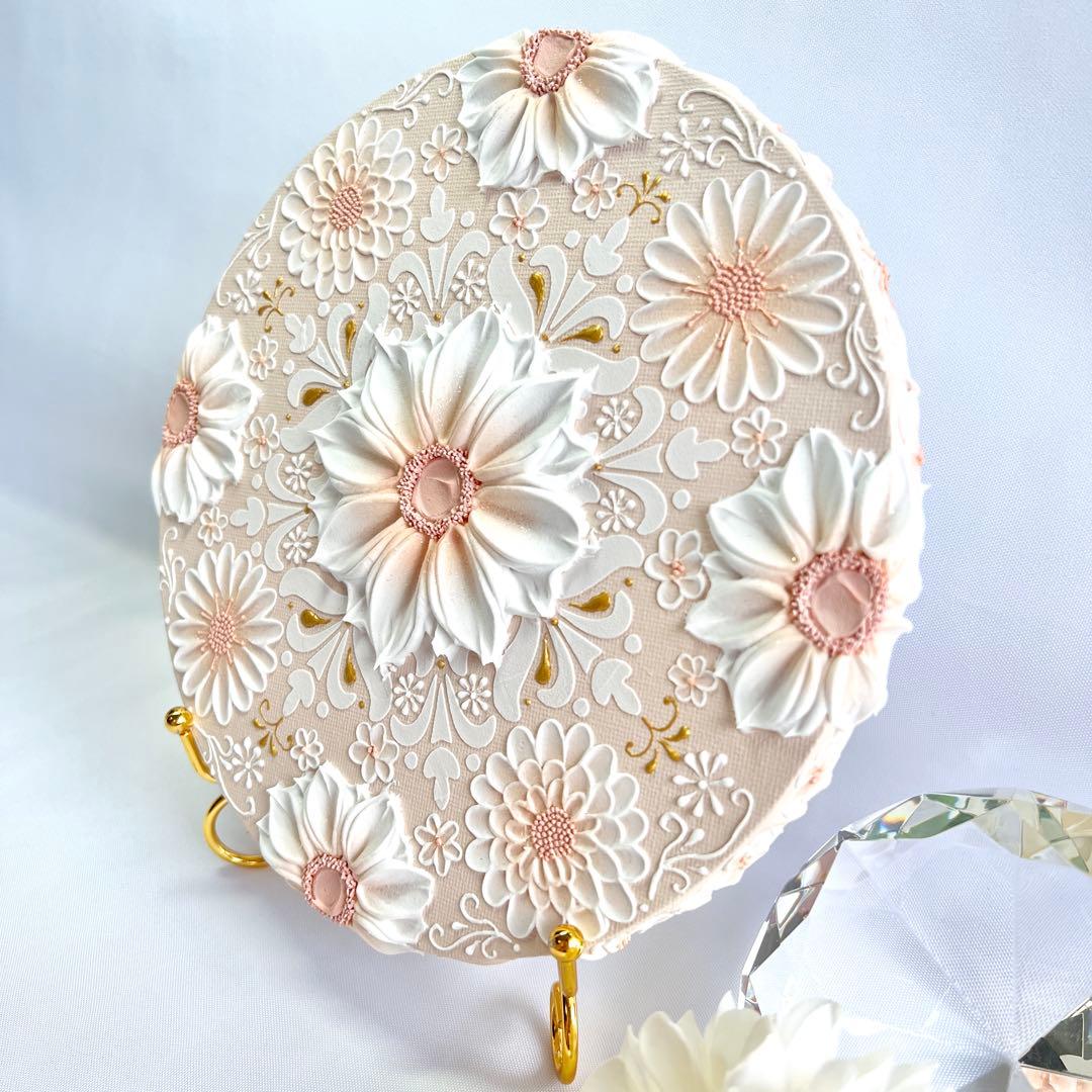 melia テクスチャーアート　花の絵　絵画　インテリアアート　花　立体　絵