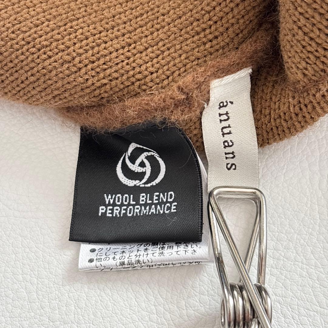 02379-4 アニュアンス　金ボタン　ラクーンファーカーディガン　キャメル