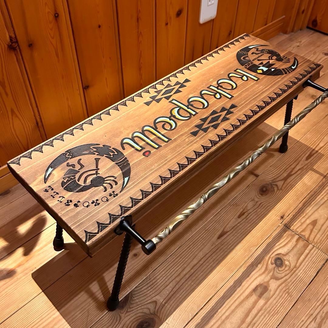 No.8 ソロテーブル アイアンミニテーブル ツイストハンガー付　ディスプレイ棚