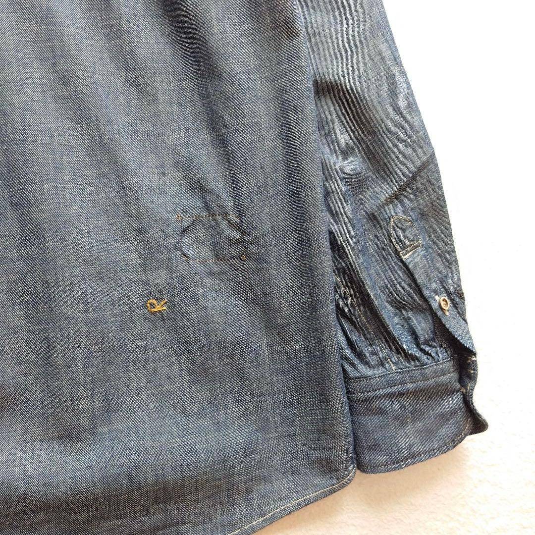 試着のみ　45R瑠璃ダンガリーデニムのボウタイクッペシャツ（加工） 45rpm