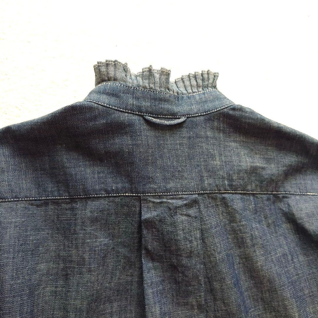 試着のみ　45R瑠璃ダンガリーデニムのボウタイクッペシャツ（加工） 45rpm