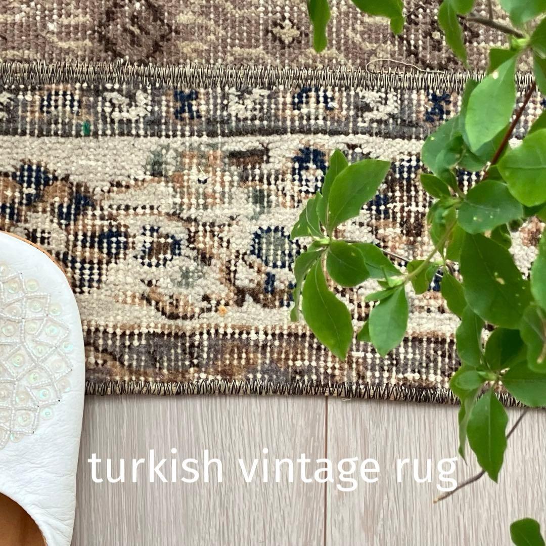 パッチワーク✳︎56×75✳︎キャラメル　マロンブラウン　トルコヴィンテージラグ