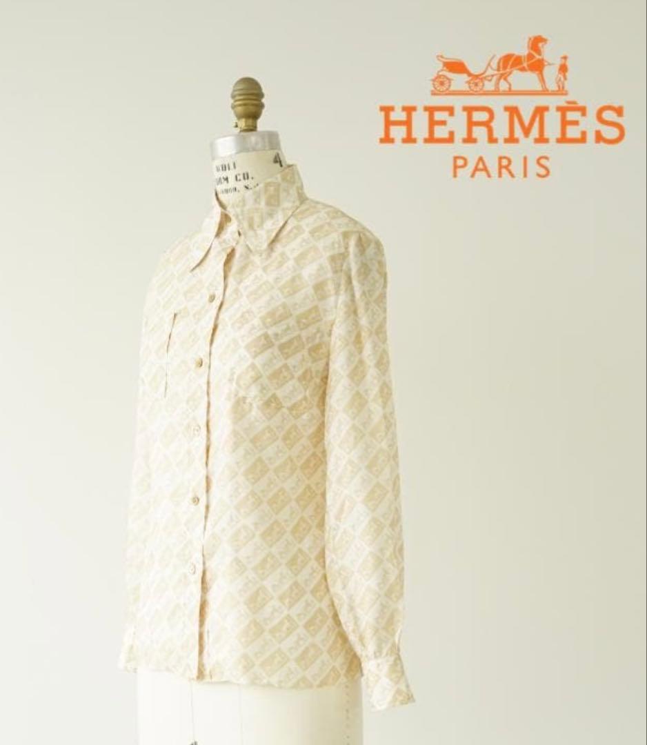 HERMES◇エルメス◇ロゴ総柄シャツ