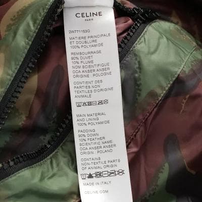 CELINE ナイロン ロゴ カモフラージュ プリント ダウンジャケット