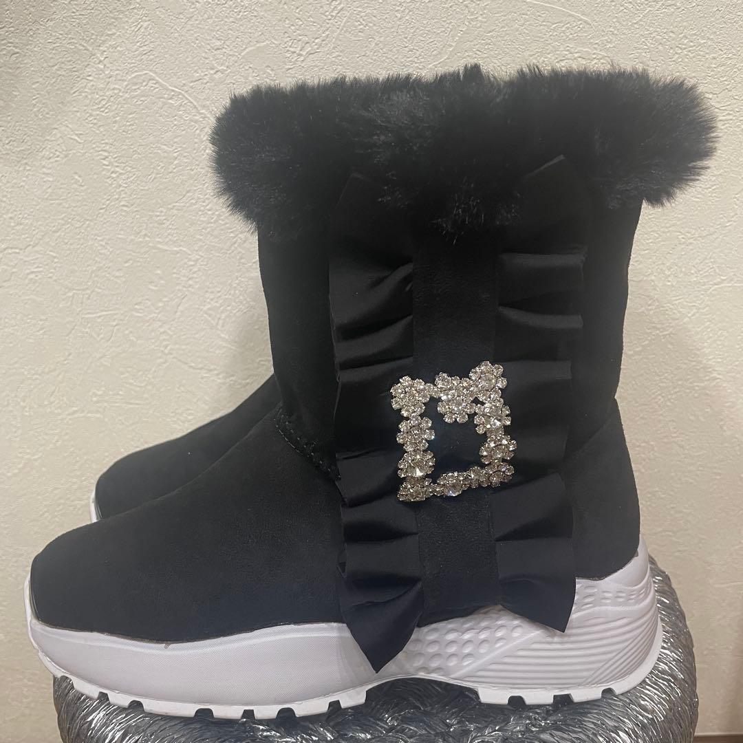 &LOVE 厚底 ビジュー もこもこ スニーカーブーツ　ゴージャス　L