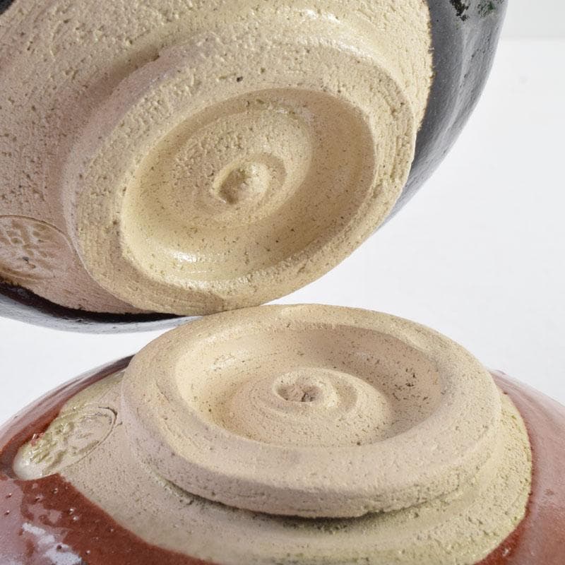 茶道具　吉村楽入作　赤楽茶碗　黒楽茶碗　一双　共箱　C　8998