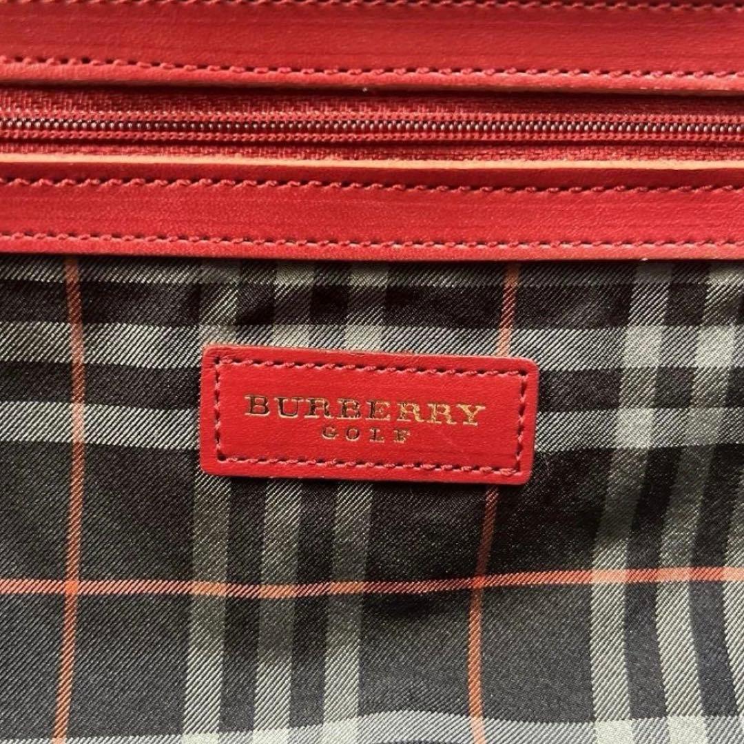 【美品】 BURBERRY GOLF ボストンバッグ 赤✕チェックバーバリー
