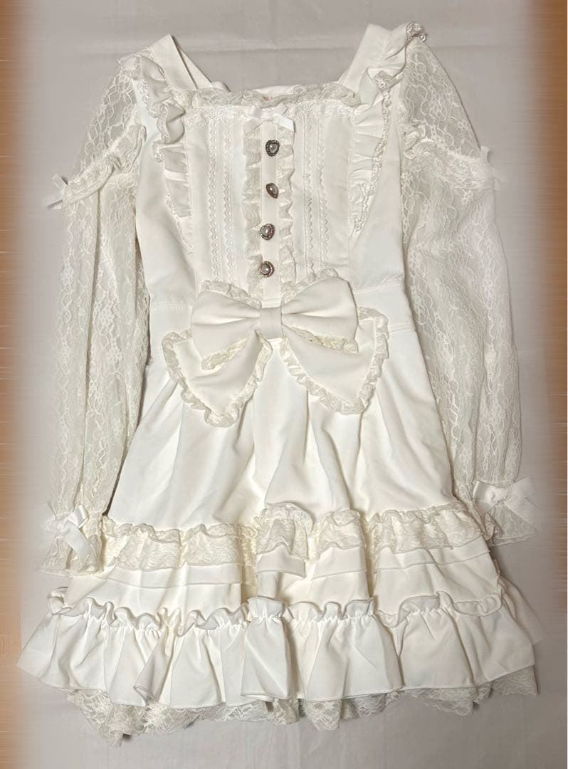 LIZLISA ティアラリボンティアードワンピース ホワイト