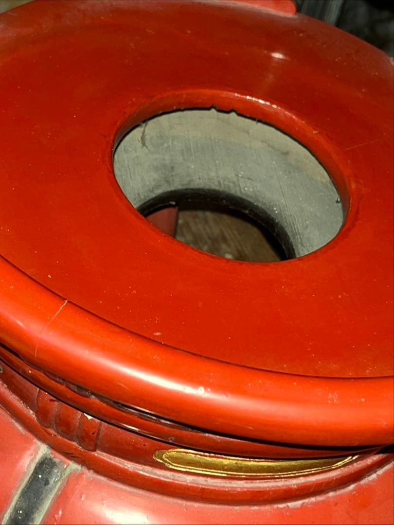 アンティーク　塗り物　漆　りん　台　けいす　木製　特大 おりん　仏具