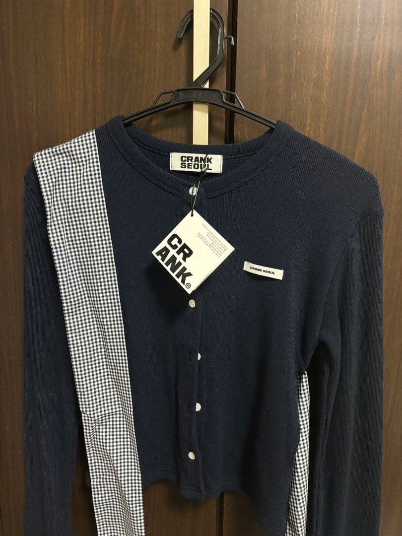 トップス CRANK Ribbon Tide Knit Cardigan NAVY