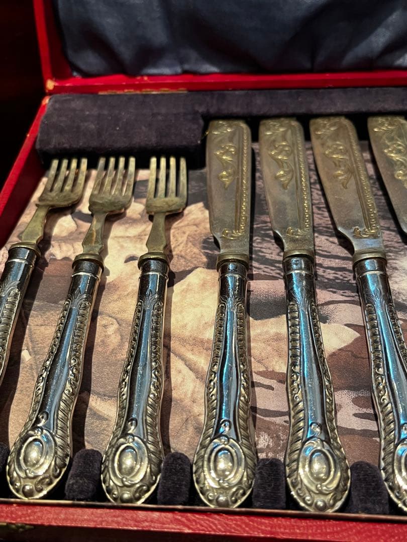 英国製　イギリス銀器　シルバープレート　フィッシュ　ナイフ　フォーク　カトラリー