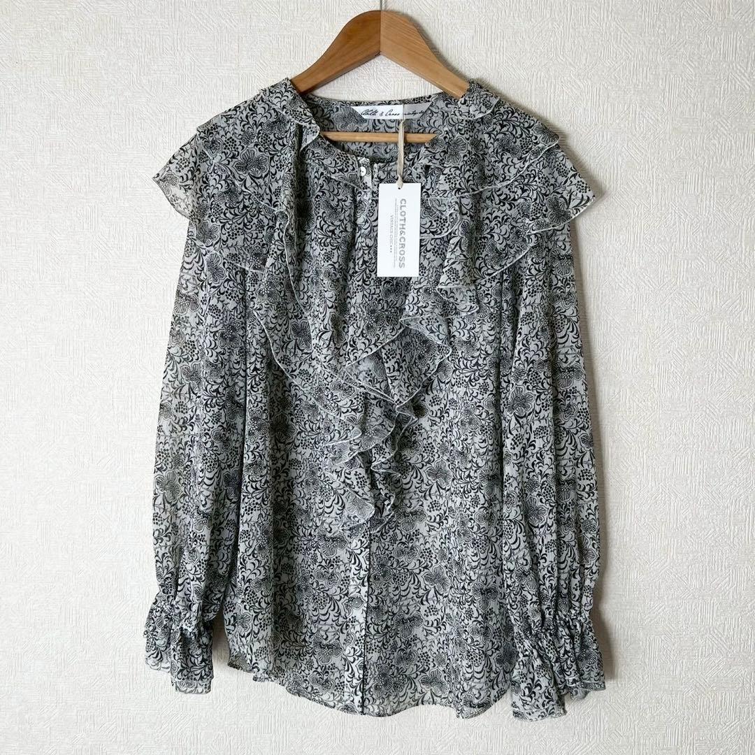 タグ付 定価3万 cloth&cross 楊柳サラサpt ラッフルフリルブラウス