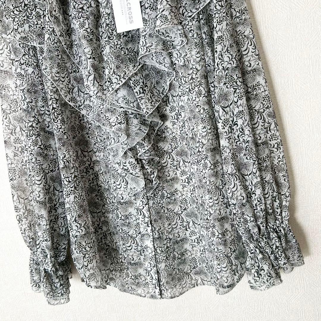 タグ付 定価3万 cloth&cross 楊柳サラサpt ラッフルフリルブラウス