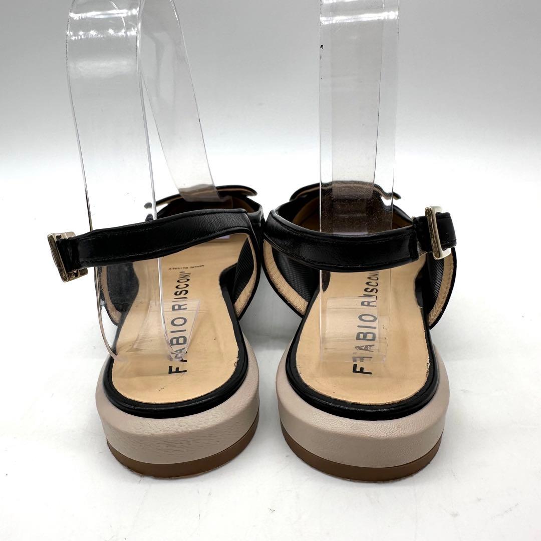 FABIO RUSCONI 【22.5】フラットパンプス メッシュ チュール 黒