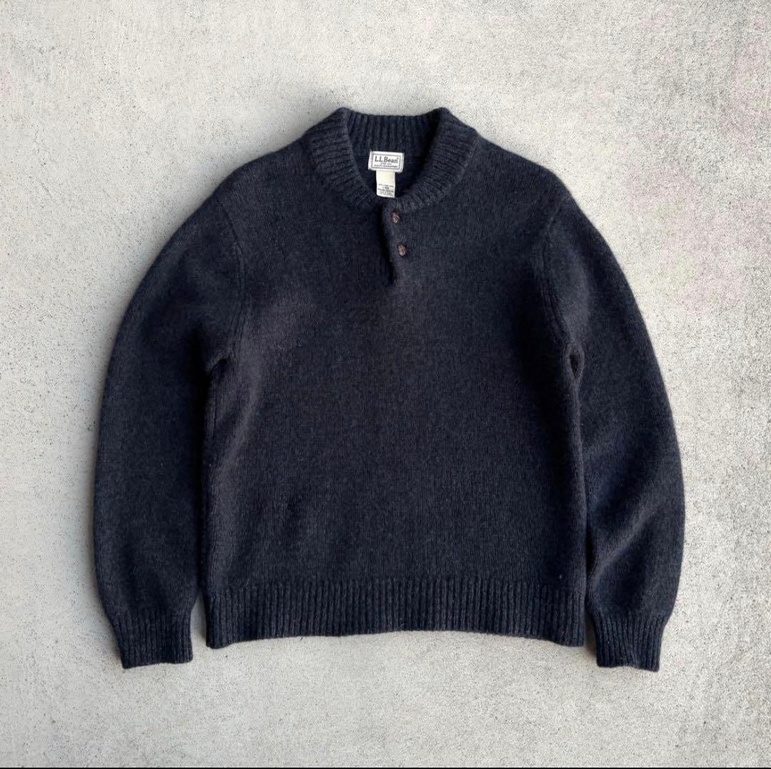 トップス L.L.Bean henry neck wool knit 90s