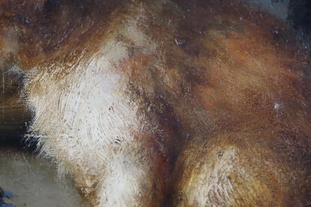 真作保証 19世紀 古画 「3匹の猫」 油彩4号 希少な動物画