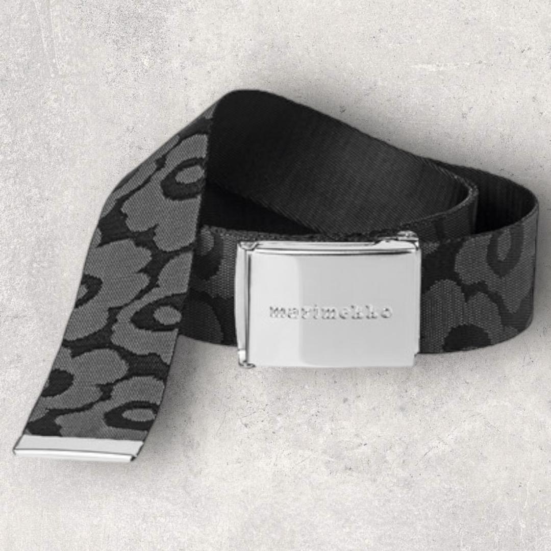 完売品 新品Marimekko マリメッコ ウニッコ柄 花 ベルト ブラック