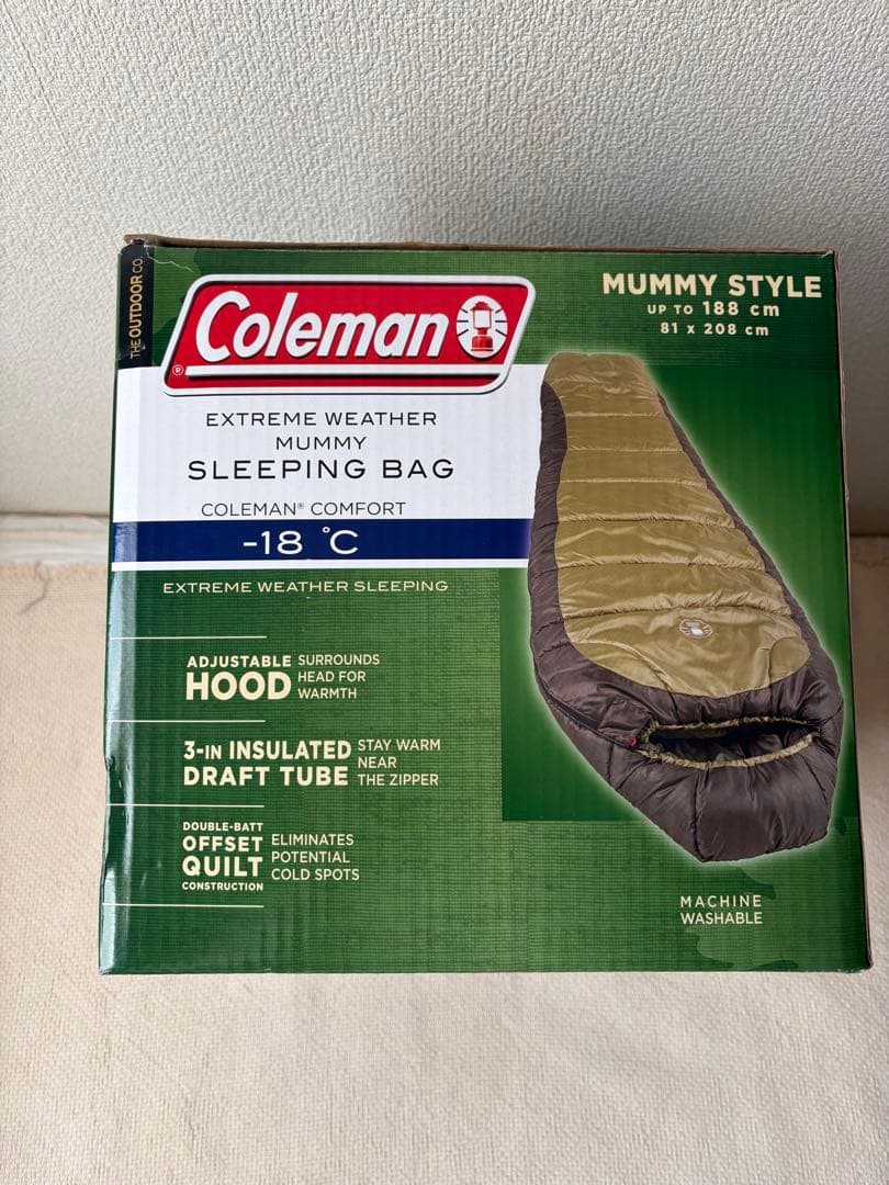 新品未使用！Coleman マミースタイル寝袋 -18°C対応