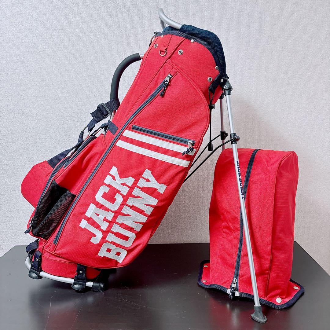 ジャックバニー スタンド式 キャディバッグ 5分割 9型 フードカバー付 レッド