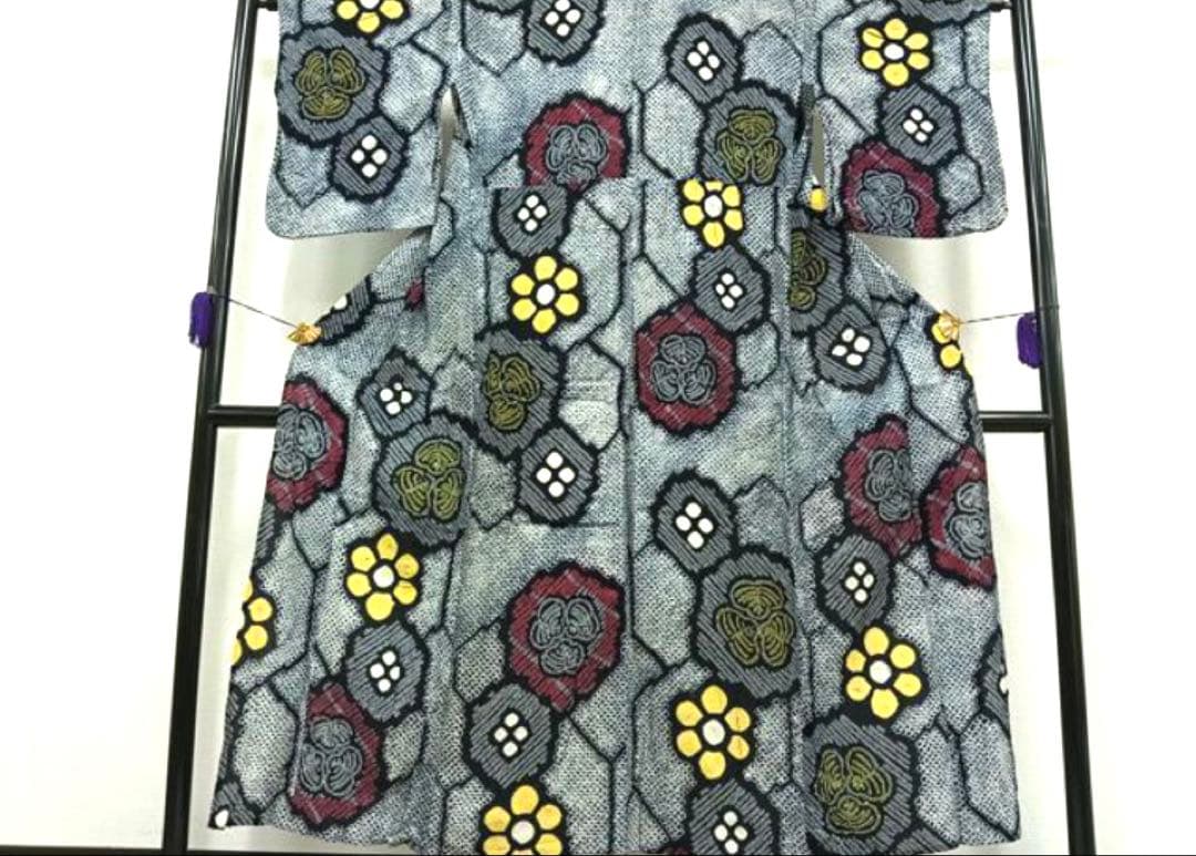 粋な大人の高級浴衣◆有松絞り 素晴らしい吉祥花文