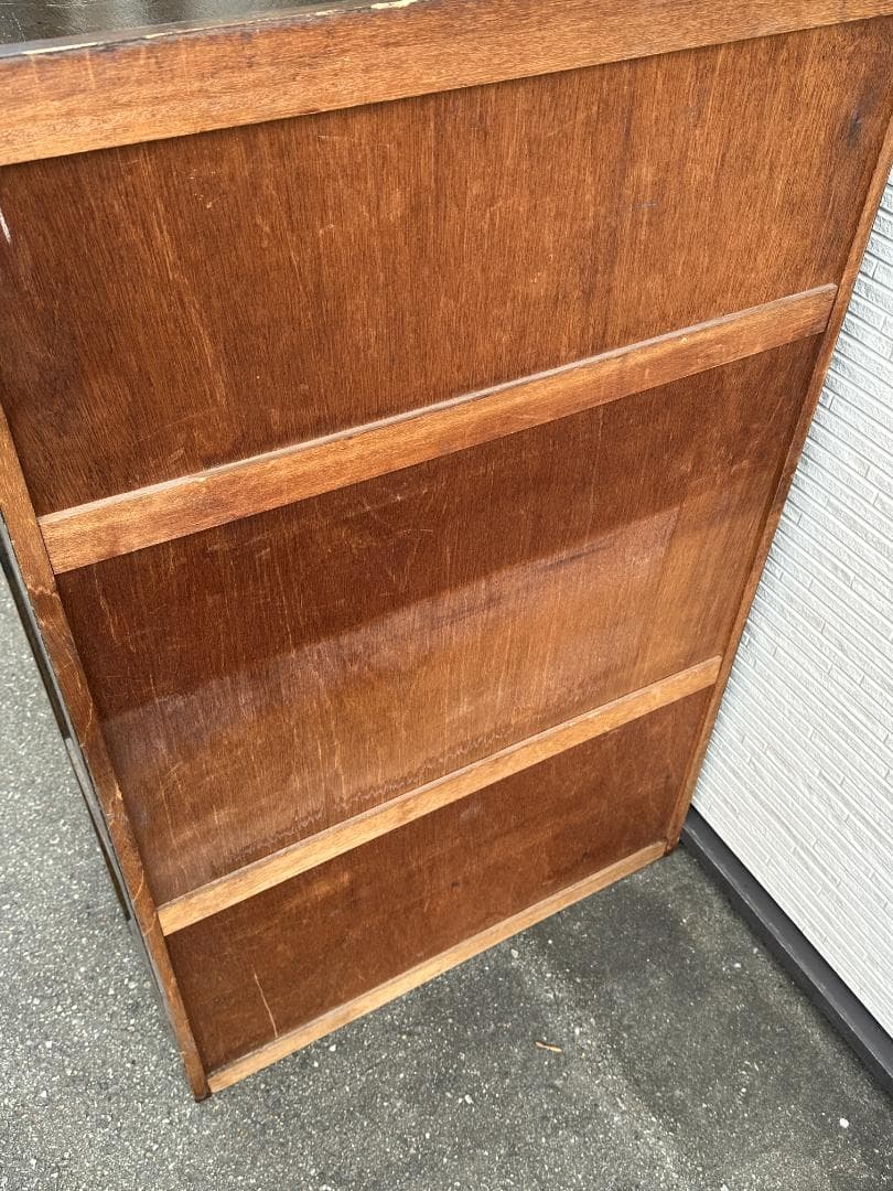 アンティーク 木製 ガラス戸棚 本棚 ブラウン インテリア ビンテージ 古家具