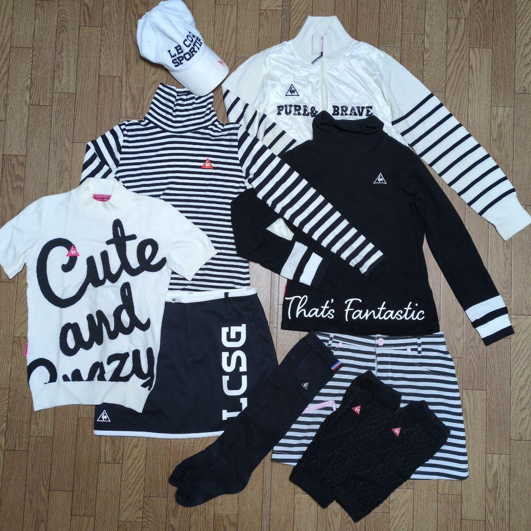 Le Coq Sportif ゴルフウェア 黒×白 コーデセット／サイズ7（S）