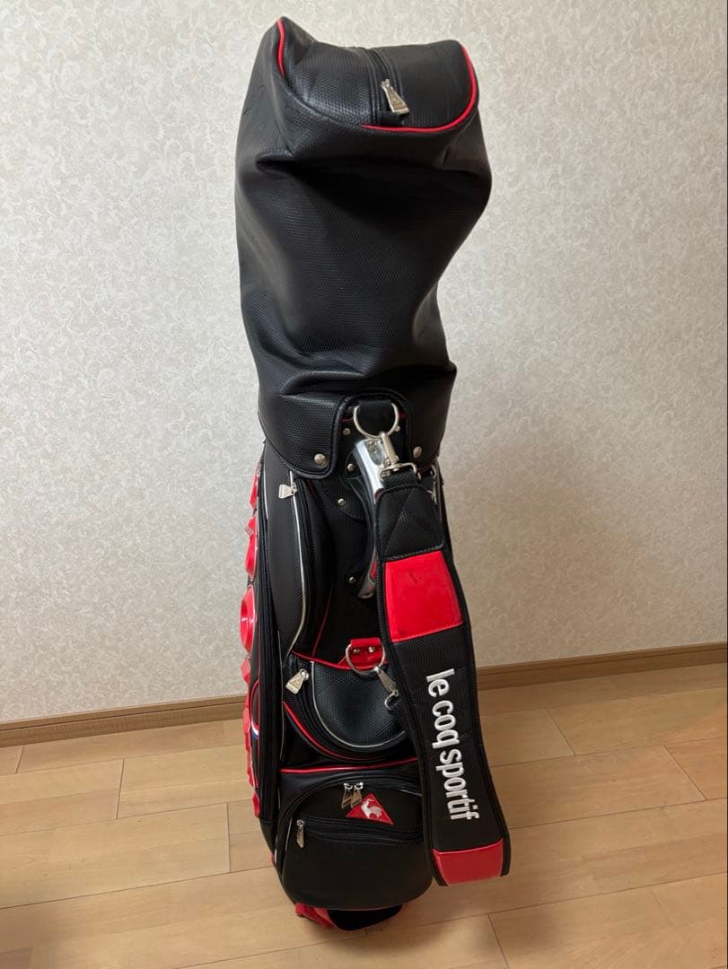 やっさん　le coq sportif キャディバッグ ブラック レッド