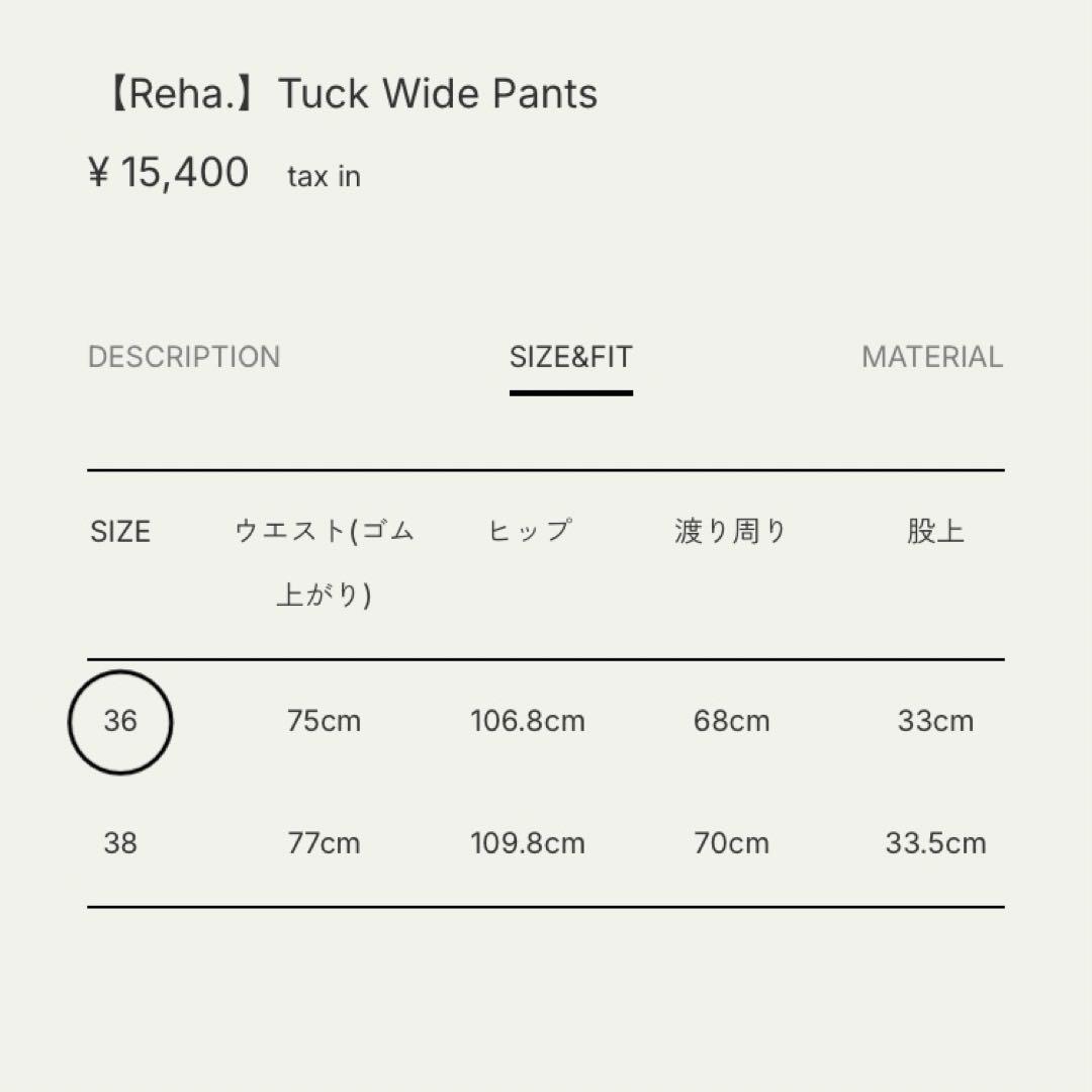 【Reha.】Tuck Wide Pants/36/black