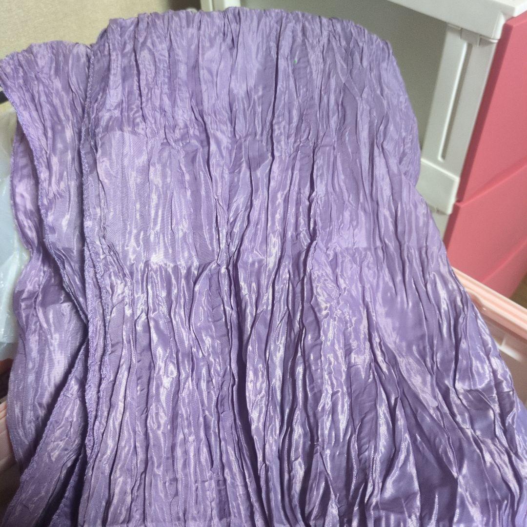 紫色花柄浴衣・リボン帯セット