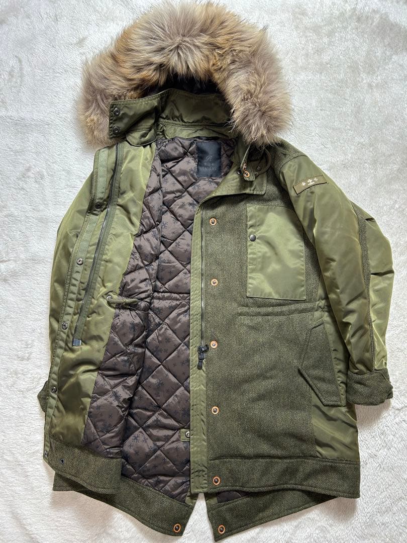 タトラス　Rライン　モッズコート　ツイード　ナイロン　カーキ　サイズ1