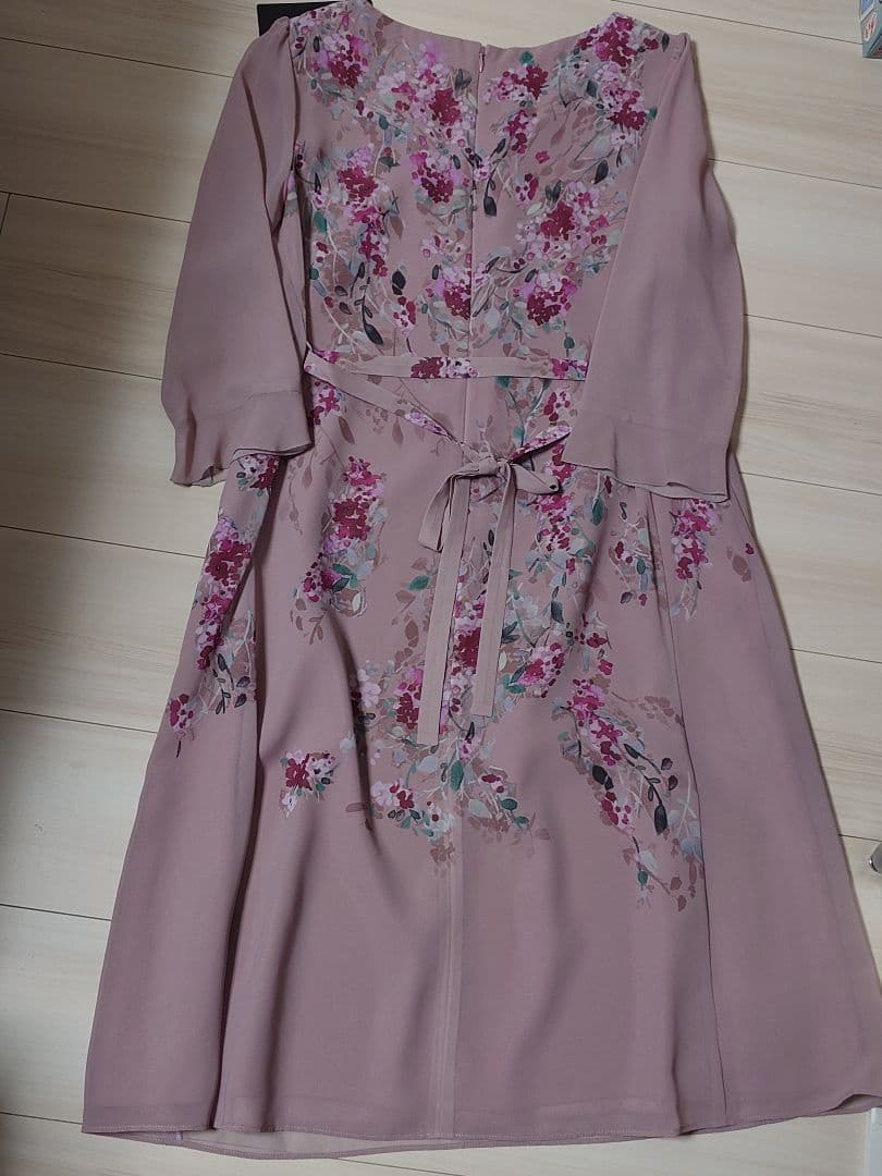 sunauna 花柄 七分袖ひざ丈ワンピース スーナウーナ　L　40