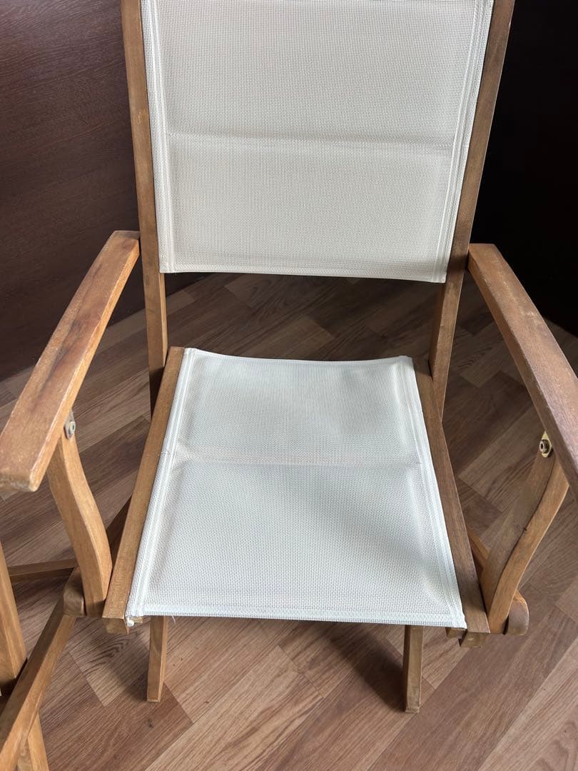 718 ナチュラル木製アウトドアチェア2脚 アイボリー 折りたたみ おしゃれ