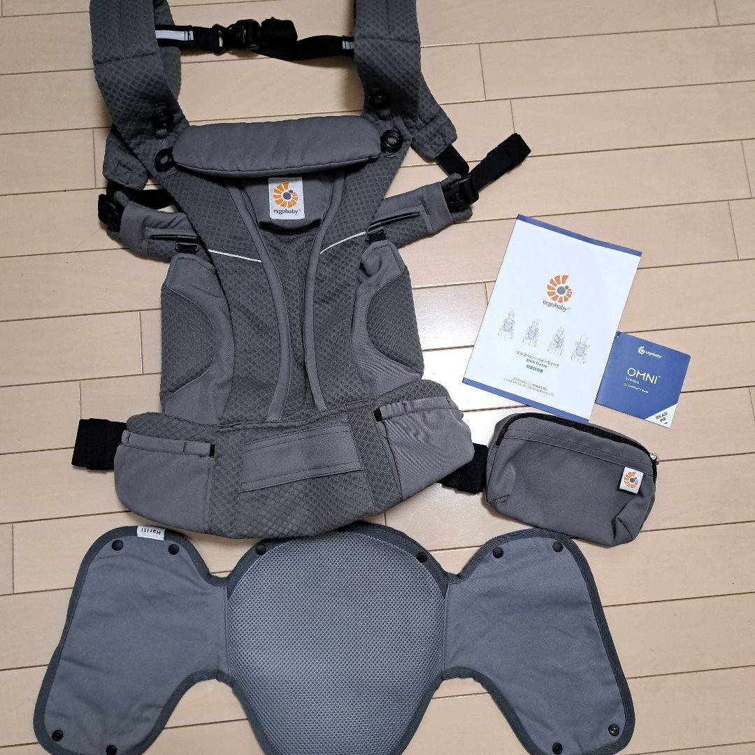 エルゴベビーオムニブリーズ 抱っこ紐グラファイトグレー ヘッドサポートおまけ付き