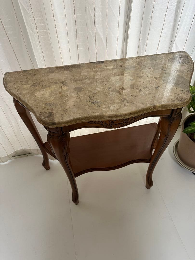 大理石 ロココ調 クラシック 猫脚 コンソールテーブル 電話台 家具
