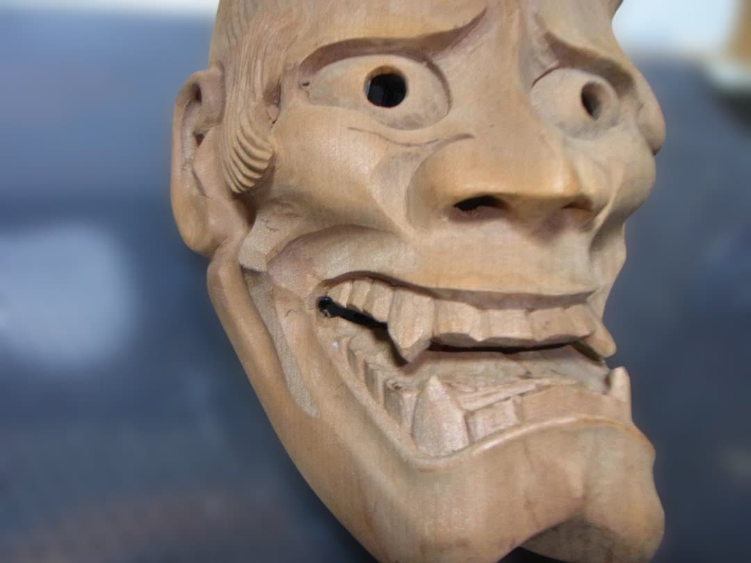 木製 般若の面 約25cm