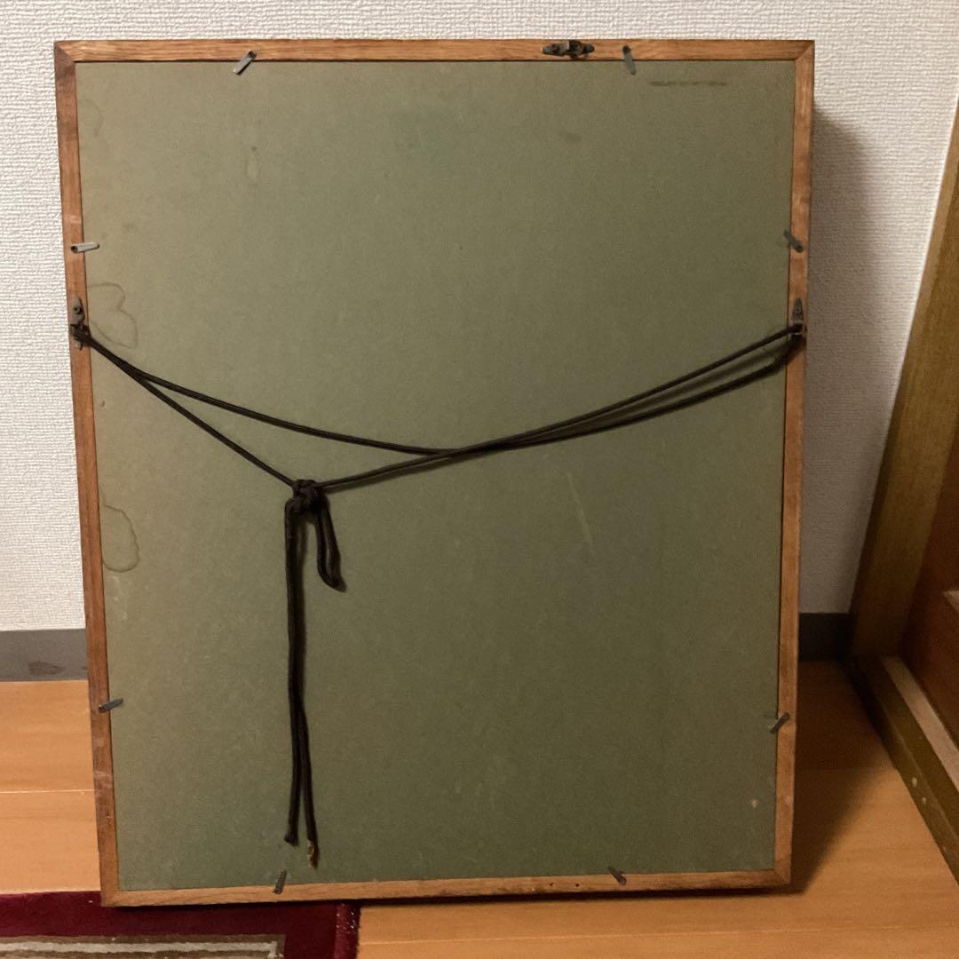 勝呂孝資作 油彩画 【 椿と備前焼 】 木枠額装 前面ガラス仕様