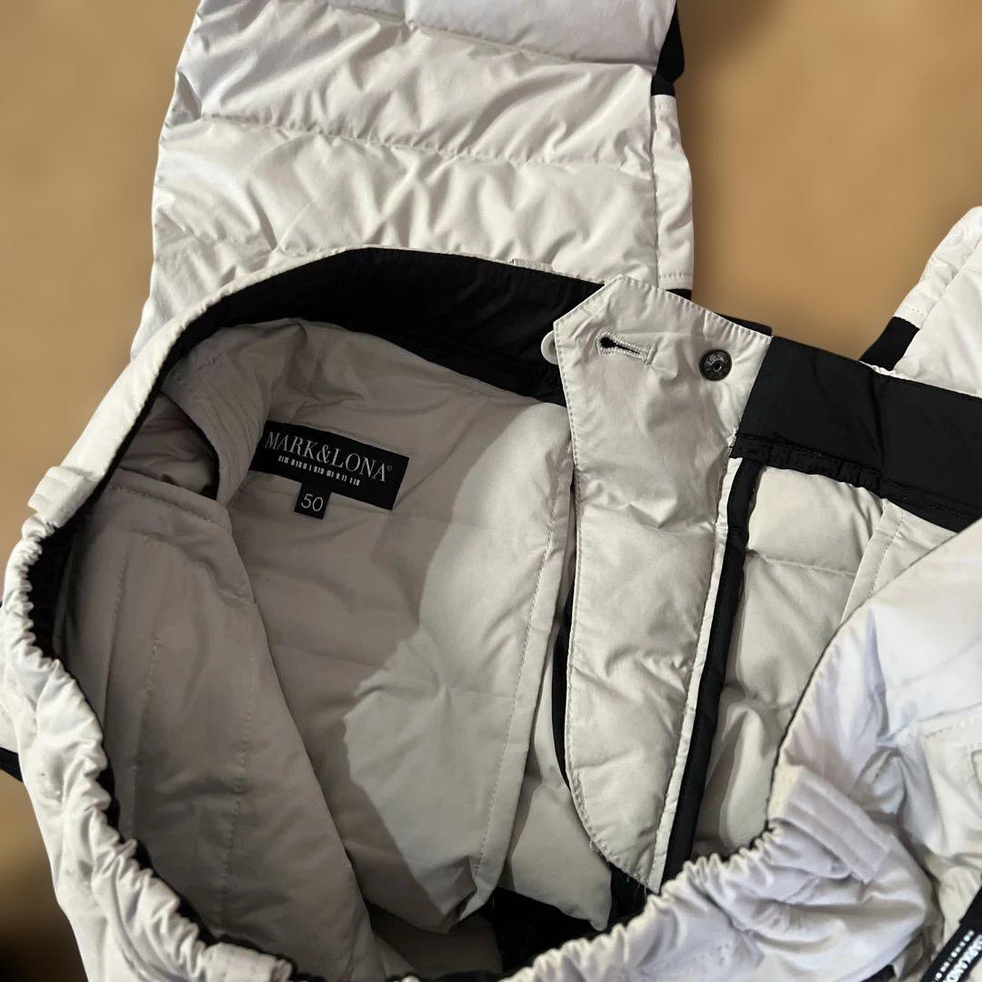 マーク&ロナ　メンズダウンパンツ　ホワイト＆ブラック　50