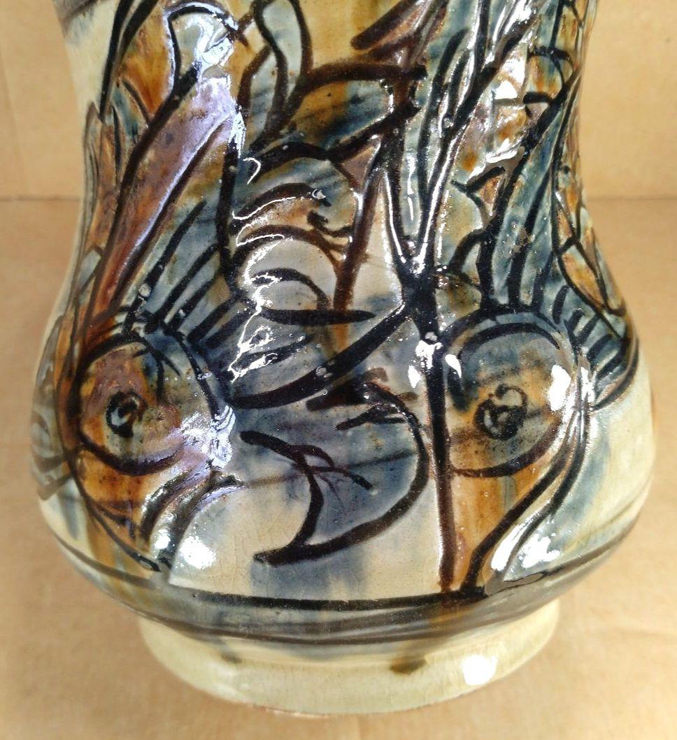 れれれ【本物保証】金城次郎 魚紋嘉瓶 共箱 栞 人間国宝 壷屋焼 美品