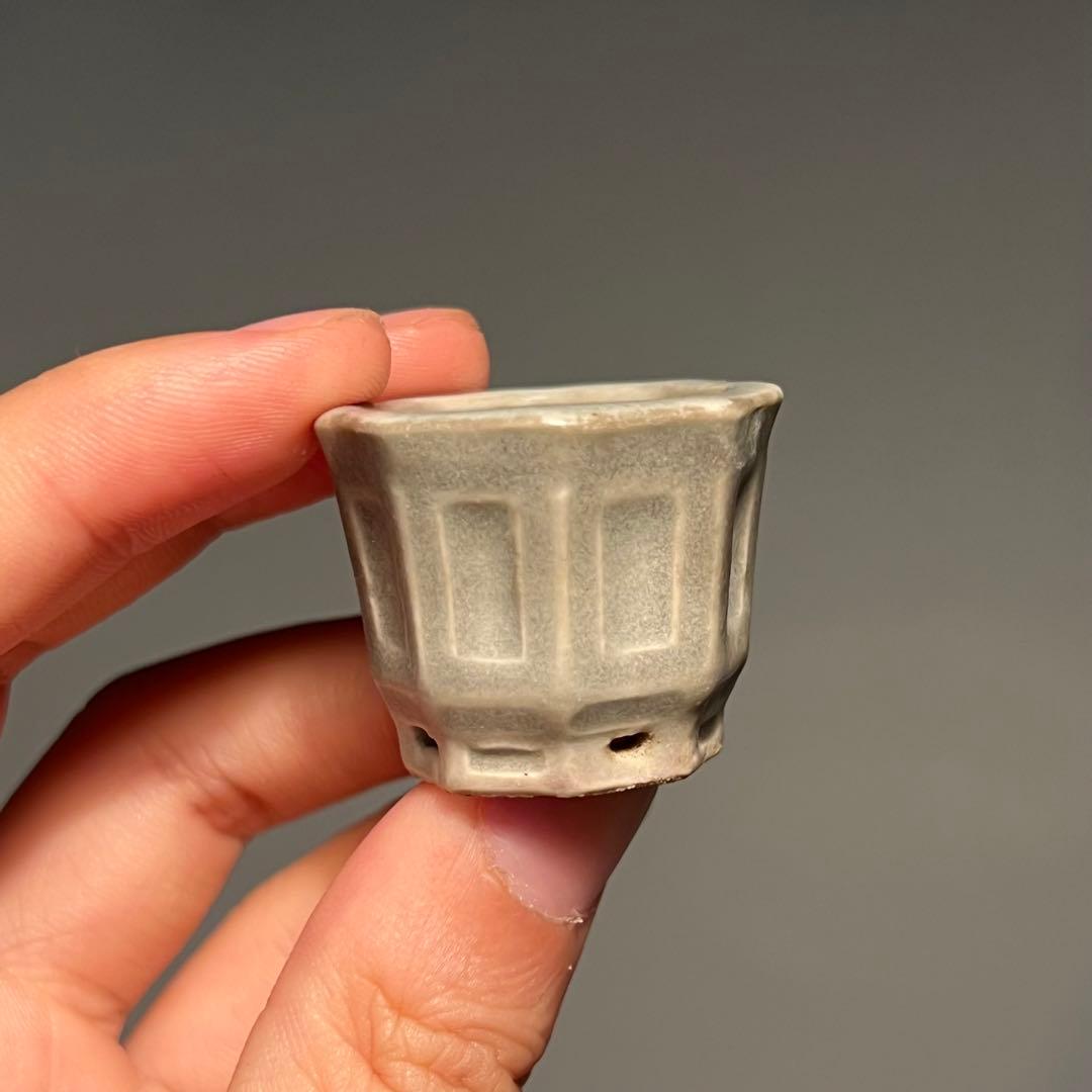 792.夢陶 額入八角豆鉢 盆栽鉢 植木鉢 3.4*3.2*我2.8cm