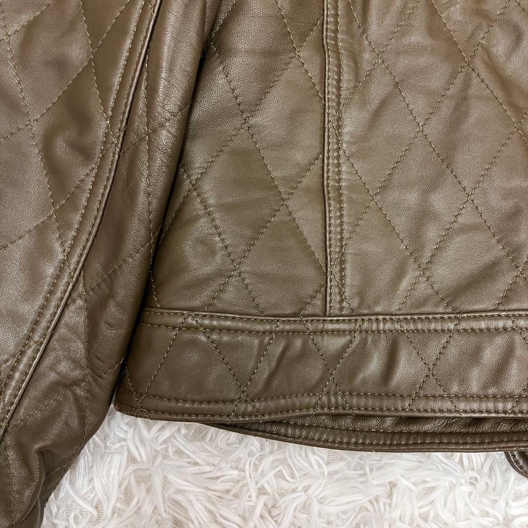 短丈 BALMAIN バルマン キルティング レザー ライダースジャケット 羊革