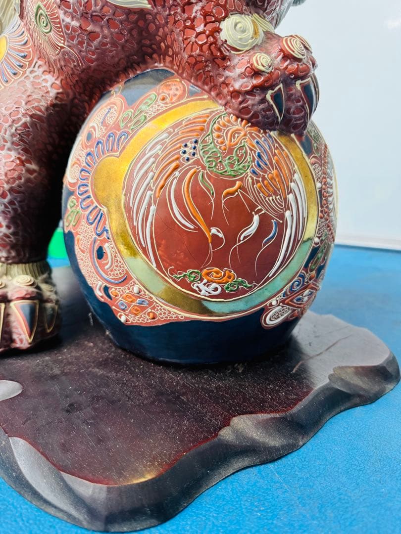 九谷焼 獅子 シーサー 高さ約40cm 大きめ 縁起物 伝統工芸品　置き物