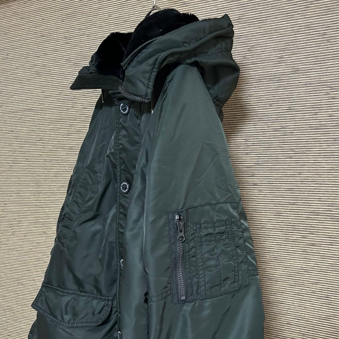 【ノースフェイス】ダウンジャケット モッズコート　MA1　刺繍　カーキーC5