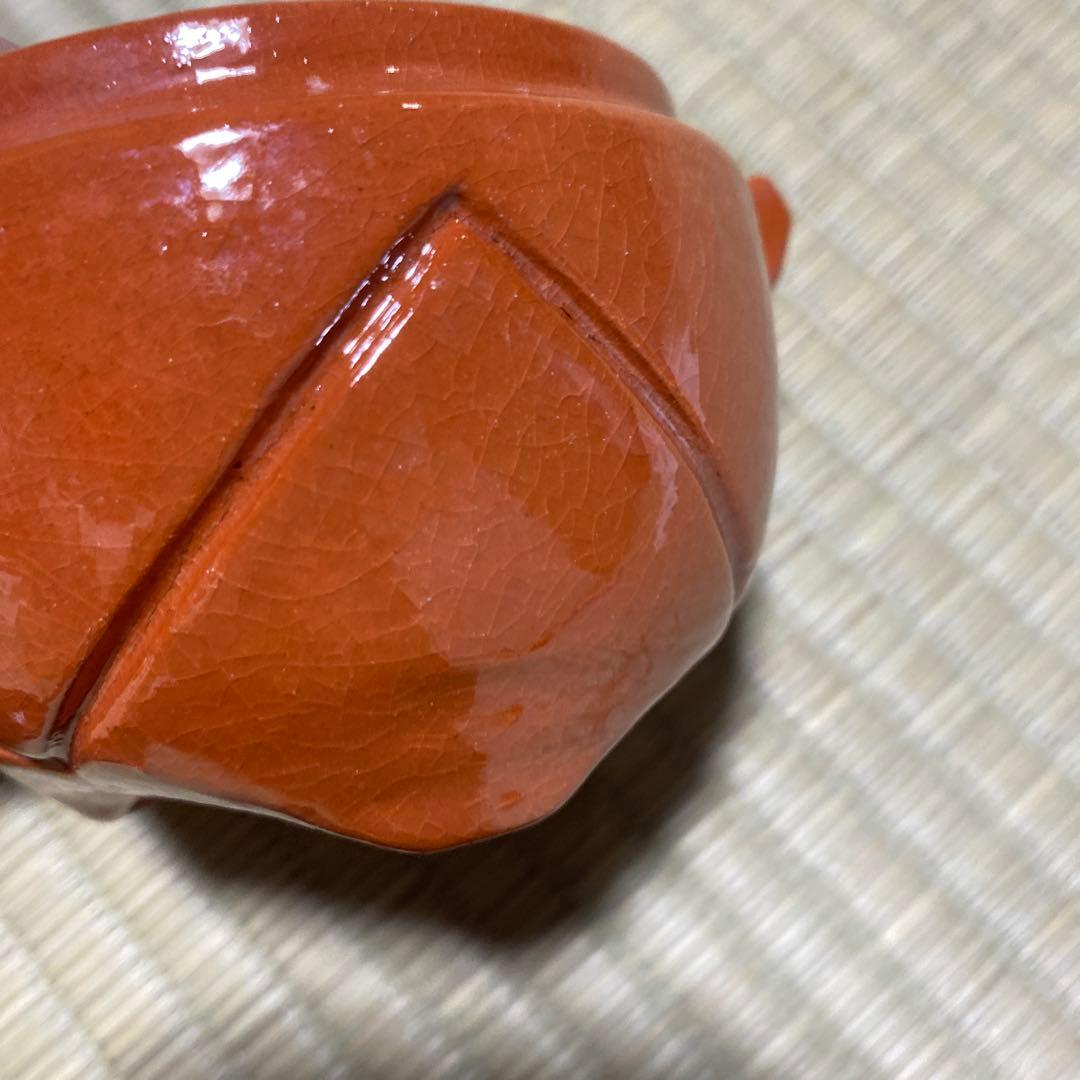 茶道具　楽焼　和楽　赤　三具足