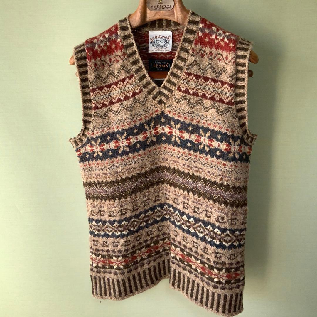 BEAMS PLUS別注 Jamieson’s フェアアイルニットベストS英国製